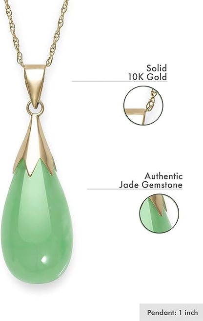 Natural Jade Necklace Pendant in 10K Gold