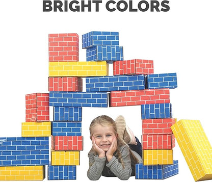 Bankers Box at Play Cardboard Building Blocks, 40 Pack, Large and Medium Montessori Toy Blocks for Kids and Families