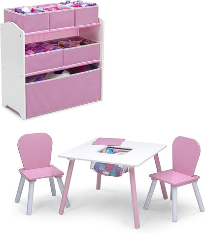 Delta Children 4-Piece Toddler Playroom Set, Pink/White