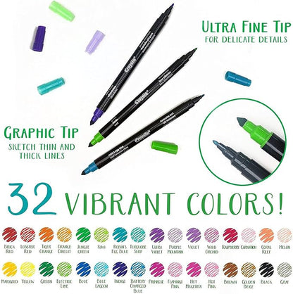 Crayola Sketch & Detail Dual-Tip Markers (16ct), Markers for Adult Coloring, Fine & Brush Tip Art Markers, For Calligraphy & Drawing