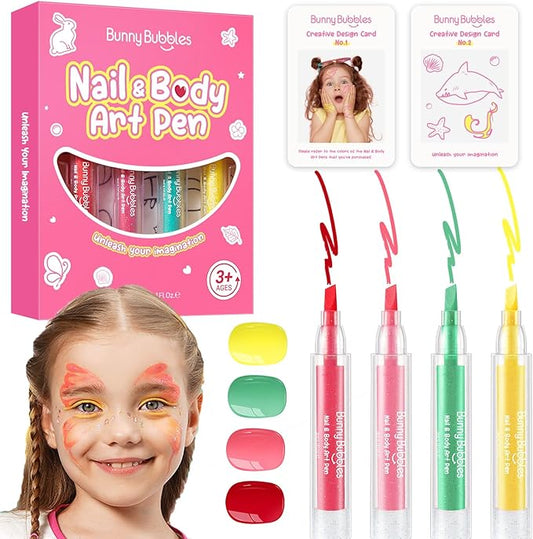 Kids Makeup Kit Washable Face Paint Kit, Girls Makeup Kits for Ages 4-12 Years, Body Face Marker Painting Pens Tattoos for Skin Temporary Toys Craft Kit, Toddler Toy Make Up Cosmetic Winter Gift