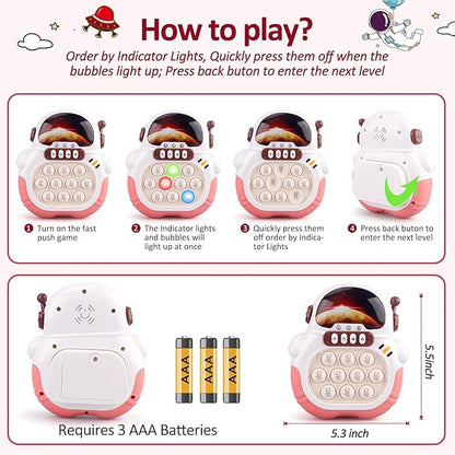 Blackma Fast Push Light Up Fidget Toys for Kids, Handheld Puzzle Game Sensory Toys, Christmas Toys Gifts for 3-12 Year Old Boys Girls (Pink-Astronaut)