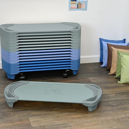 Angeles SpaceLine Cot Toddler Size, Teal, AFB5731GN, Nursery, Daycare and Preschool Portable Nap Cot, Kids Indoor Classroom Sleeping and Rest Cots