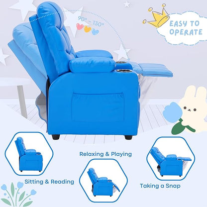 Marshmallow Larger Kids Reclining Chair Leather Recliner Sofa Children Ages 3-12