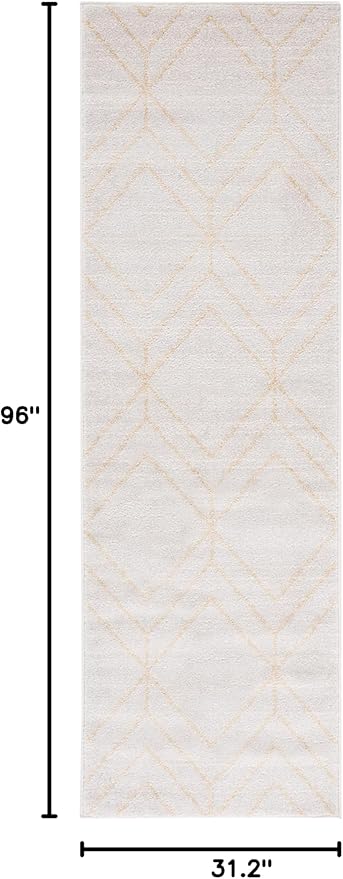SAFAVIEH Adirondack Collection Runner Rug - 2'6" x 8', Ivory & Gold, Modern Geometric Design, Non-Shedding & Easy Care, Ideal for High Traffic Areas in Living Room, Bedroom (ADR241C)