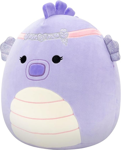 Squishmallows Original 12in Eartha The Purple Seahorse with Silver Headband – Official Jazwares Valentine Plush (Medium)
