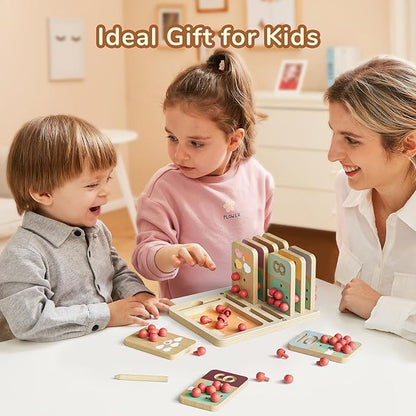 TOP BRIGHT Montessori Toy for Toddlers - Counting Peg Board & Number Tracing Game - Wooden Math Manipulative Materials, Educational Learning Toy for 3 4 5 Year Old Kids, Home Schooling Materials