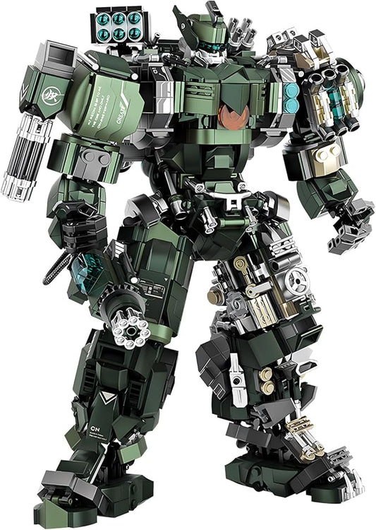Mech Building Blocks Set for Adults，Motorized Robot Model Building Kit with Multiple Weapons, Hard Core Industrial Style Collectible Gifts for Man Boys Ages 12+ (1403 PCS)