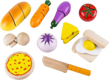 Hape Chef’s Choice Wooden Play Food Basics Set | Wooden Pretend Play Food Set for Kids, Basic Play Velcro Cooking Ingredients and Accessories Set