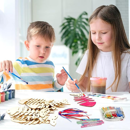 Fennoral 12 Pack Wind Chime Kit Spring Craft for Kids Wooden Arts and Crafts for Girls Boys Make Your Own Fish Wind Chime Ornaments DIY Coloring Fish Craft for Spring Easter Birthday Party Supplies