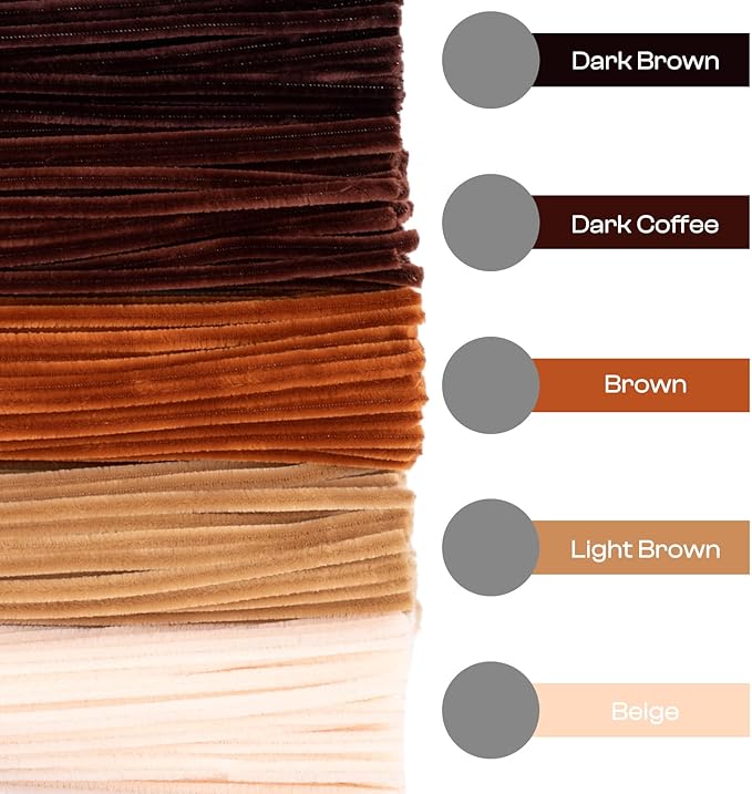 Caydo 500 Pieces Brown Pipe Cleaners, Chenille Stems, Pipe Cleaner Crafts for DIY Art and Craft Projects Creative Gift Party Decorations