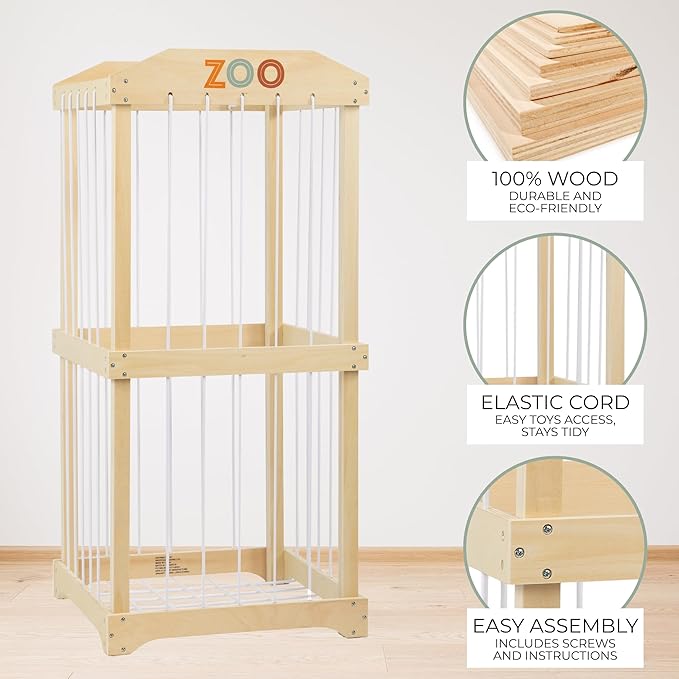 Wooden Stuffed Animal Storage for Kids – Large Toy Storage Organizer & Holder for Your Kids Playroom or Nursery – Easy to Assemble Stuffed Animal Zoo that Keeps Plush Friends Ready for Snuggles