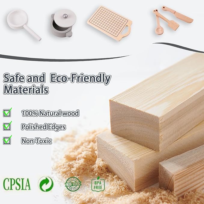 Play Kitchen for Kids, Wooden Toddlers Toy Kitchen Playset, Kitchen Cooking Set with Plenty of Play Features, Kitchen Pretend Play Set, Toys Kitchen with 13 Pcs Toy, Gift for Girls and Boys Ages 3+