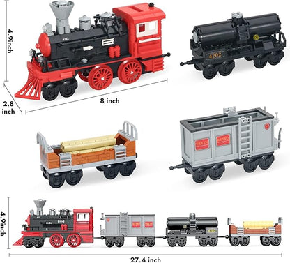 BRICK STORY City Freight Building Set, Retro Cargo Train Model, Classic Steam Train Building Blocks Toys, Creative Gift for Boys Kids Aged 8-14, 623 Pieces