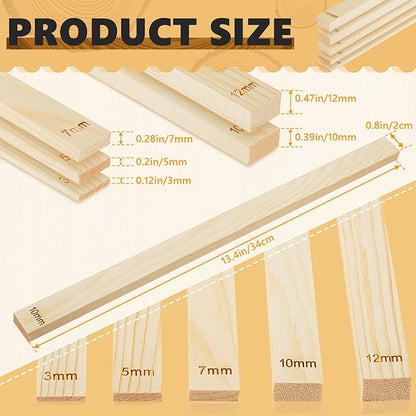 Sasylvia 10 Pcs Pottery Rolling Pin Guides Wood Teaching Rolling Mud Stick Guide Set Polymer Clay Depth Guide Pottery Tools Clay Mudboard Tools (5 Size,Wood Color)