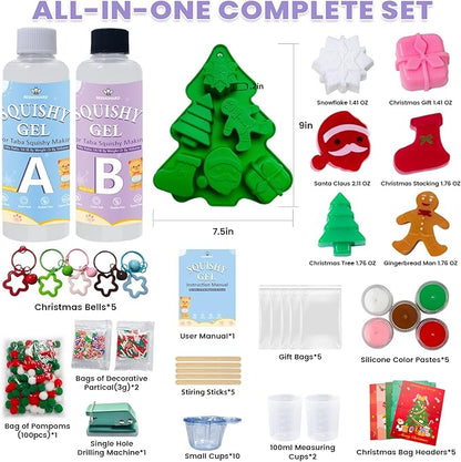 BEEMOHARD Squishy Gel for Taba Squishy Kit with Christmas Mold, All-in-one 18OZ Beginner Kit, Soft and Fun Stress Relief Entertainment Ideal Gift