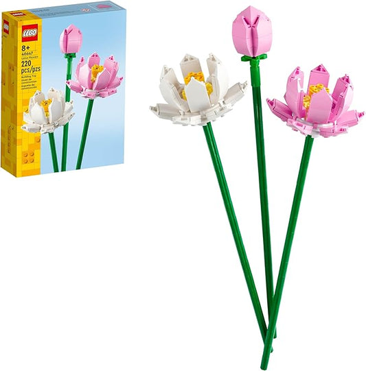 LEGO Lotus Flower - Building Toy for Kids, Girls & Boys, Ages 8+ - Artificial Lotus for Home Decor & Display - Gift for Valentines Day for Her & Him - 40647