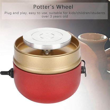 Mini Pottery Wheel, Mini DIY Pottery Kit, Electric Small Pottery Wheel with Tray Children DIY Manual Tool for Beginners Kids Art Craft Work Gift Home DIY