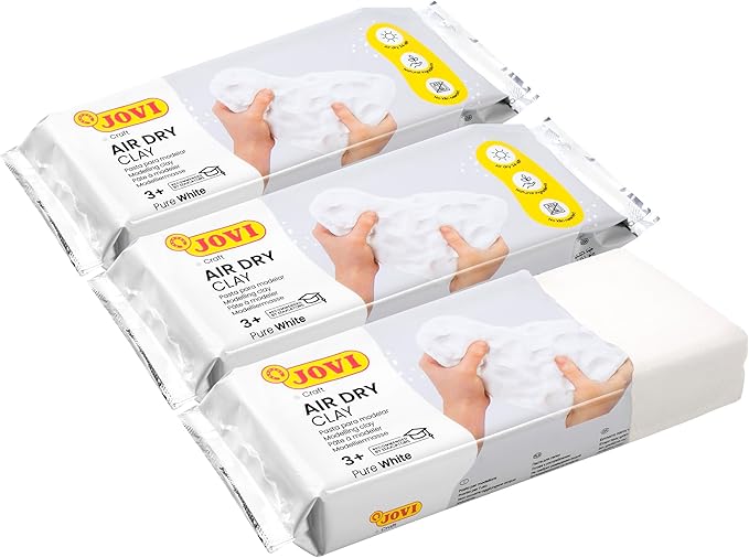 Jovi - Air Dry Modeling Clay, Set of 3 Units, 1.1lb Each, Total of 3.3lb, No Oven Needed, White Color, Pottery Clay for Arts and Crafts Projects (P85/3)