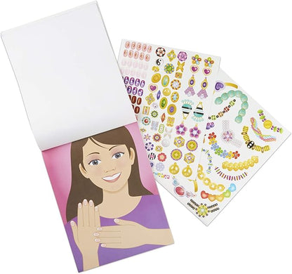 Melissa & Doug Jewelry and Nails Glitter Sticker Pad - 360+ Stickers, 15 Faces