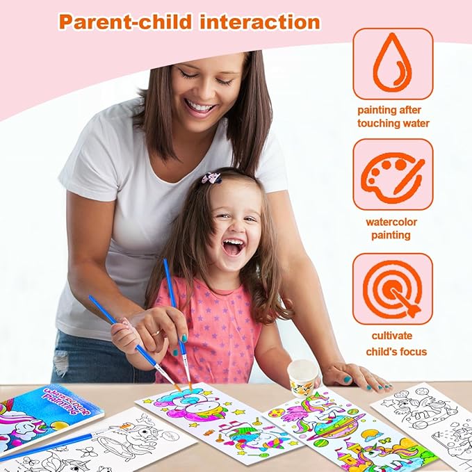 BAOXUE Water Color Paint Sets for Kids, Pocket Watercolor Painting coloring Book, Paint With Water Books for Kids Ages 4-8, Art Craft Set for Girls Boys Drawing with Brush