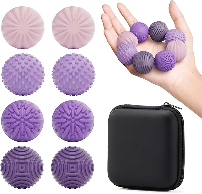 luckdoor Silicone Magnetic Balls Fidget Toys for Adults & Teens,8PCS Stress Relief Sensory Toys for Autism ADHD Anxiety,Fun Textures Gadgets,Office Desk Toy,Stocking Stuffers for Men Women Teen Gifts