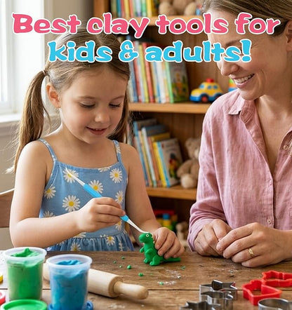 9 Pcs Clay Tools for Kids, Double-Head Sculpting Tools for Pottery, Smooth & Safe for DIY Clay Art, Handmade Craft, School Art Class & Home Hobby