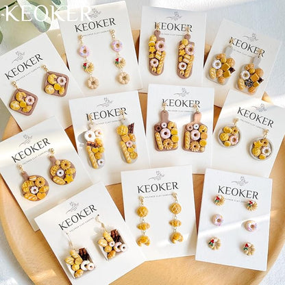 KEOKER 12pcs Polymer Clay Molds, Dessert & Bread Silicone Molds, Earring Molds