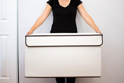 Great Useful Stuff G.U.S. Large Collapsible Toy Box | Toy Organizers, Storage bin, basket with Lid | Sturdy 600D Polyester Toy Chest | Durable, Storage Box for Kids’ Playroom | 30"x16"x16" (Ivory)