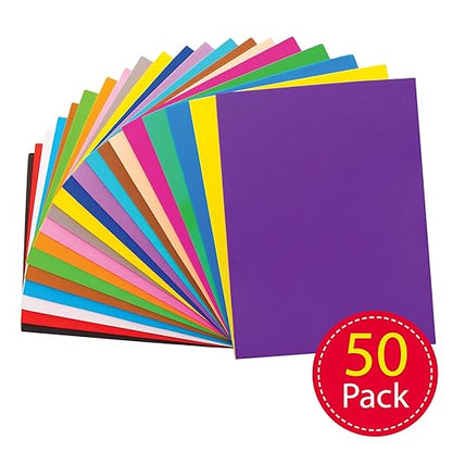 Baker Ross AW961 Foam Sheets Classpack - Pack of 50, Class Pack of Craft Pages for Kids Arts and Craft Activities, Great for Cutting, Gluing or Sewing!