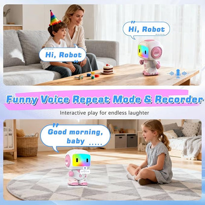 Robot Toy for Kids,Remote Control Robots with Smart Interactive Dancing, Programmable Toy, Rechargeable Robots Toys for Age 3-8 Year Old Girls Christmas Birthday Gift Present Pink