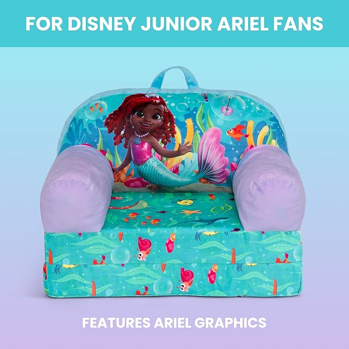Delta Children - Disney Junior’s Ariel Cozee Buddy Flip-Out Kids Chair, Blue