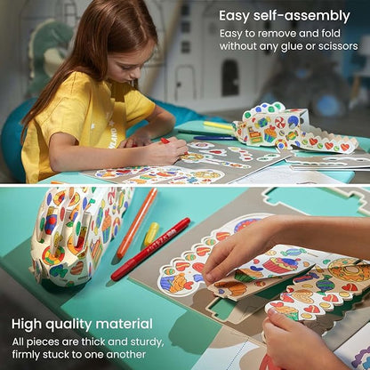 Arteza Kids 3D Coloring Puzzle Set, 1 Alligator to Craft, Model Kit with 10 Foam Pieces, 5 Nontoxic Markers, & Easy-to-Follow Instructions, Art Supplies for Kids’ Activities