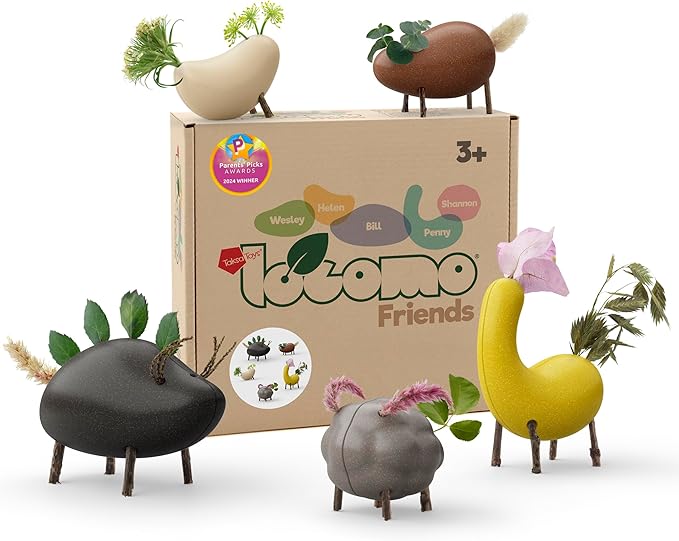 Taksa Toys Locomo Friends IV Waldorf Educational Outdoor Play Figures, Montessori Wooden Animal Toys for Kids 3 4 5 6 7+, Open-Ended Learning & Creativity, Nature Eco Toys, Gifts (Set of 5)
