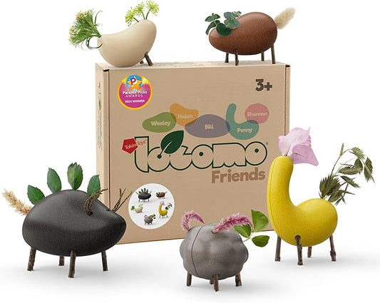 Taksa Toys Locomo Friends IV Waldorf Educational Outdoor Play Figures, Montessori Wooden Animal Toys for Kids 3 4 5 6 7+, Open-Ended Learning & Creativity, Nature Eco Toys, Gifts (Set of 5)