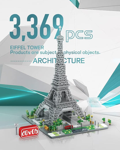 dOvOb Architecture Eiffel Tower Micro Blocks Set, 3369 Pieces Mini Bricks 3D Puzzle Toy, Gift for Adults and Kids