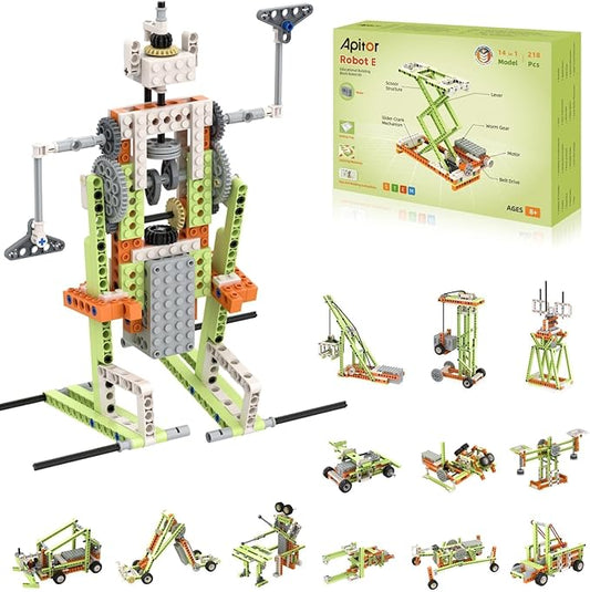 Robot E STEM Kits for 8-12 Year Old Boy Girl, 14 in 1 Electric Building Toys with Learning Materials, DIY Educational Construction Science Kit for Kids 8-10 10-12 Christmas Birthday Gift