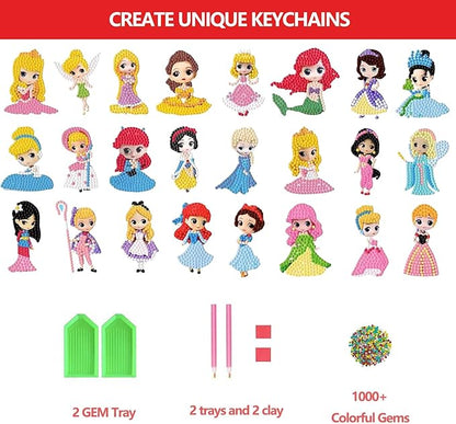 24Pcs Diamond Art Stickers Kits for Kids, DIY Cartoon Paint by Numbers Diamonds Mosaic Stickers for Kids Arts Diamond Craft Stickers for Kids and Adult Beginners