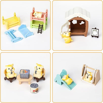 TQQFUN Pet Pretend Play Toys, 33 PCS Hamster Figures Playset Toy, Realistic Detailed Pet Care Center, Hamster Care Role Play Educational Toys, Gift for Kids Toddlers Boys and Girls