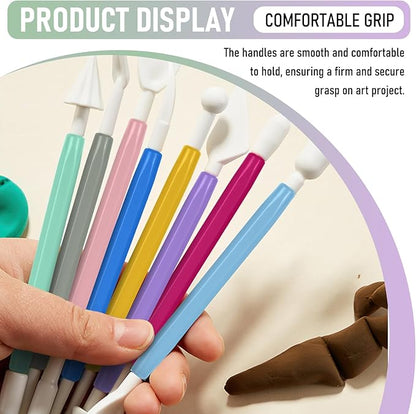 Clay Tools 18PCS Air Dry Clay Double-Ended Tool Kit Plastic Clay Sculpting Tools Set for DIY Pottery, Modeling Molding Polymer Clay
