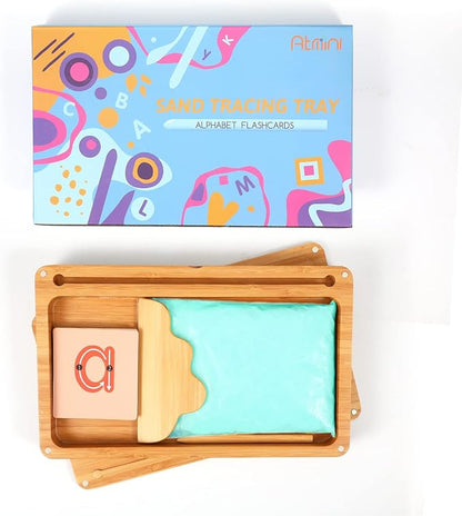 Sand Tray for Classroom Montessori Sand Tray with Lid Wooden Sand Trays for Kids Writing Letters and Numbers (Blue)