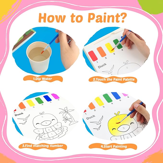 Water Coloring Books for Toddlers - Easter Basket Stuffers Watercolor Paint Book Drawing Art Paper for Kids Mess Free Craft Supplies kit Toy for Age 3 4 5 6 Valentines Birthday Gift(Animal)