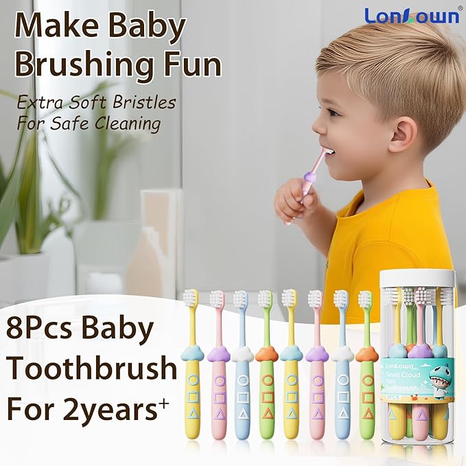 Kids Toothbrushes 8 Pack,Soft Bristle Toothbrushes for Kids 2-12 Years Old, Cute Multicolor Boys Girls Toothbrushes,Clean Kids Teeth Bristles Not Easy to Shed