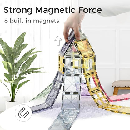 Magnetic Tiles 40pcs Magnet 3D Building Tiles Kids Toys for 3 4 5 6 7 8+ Years Old Boys Girls Magnet Toys STEM Educational Learning Magnetic Blocks Toy Set for Toddlers Child