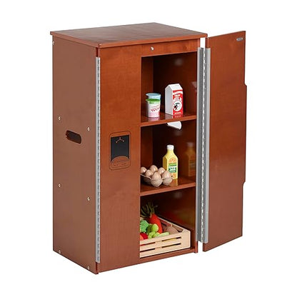 ECR4Kids Play Kitchen Refrigerator, Wooden Playset, Dark Walnut