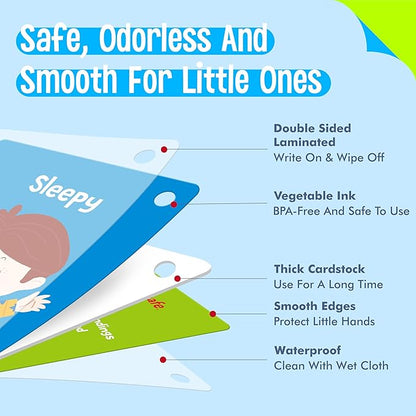 Emotions Flashcards, 50 Different Feelings with Coping Skills-Learn to Identify Various Moods, Cartoon Faces Emotions for Kids with Autism, ADHD -Emotion Flipbook for Therapy, Home Use