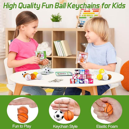 Valentines Gifts for Kids,24Pack Valentines Day Cards for Kids School with Stress Ball Keychain for Valentines Sports Party Favors Kids Classroom Prize Gift Exchange Class Valentines