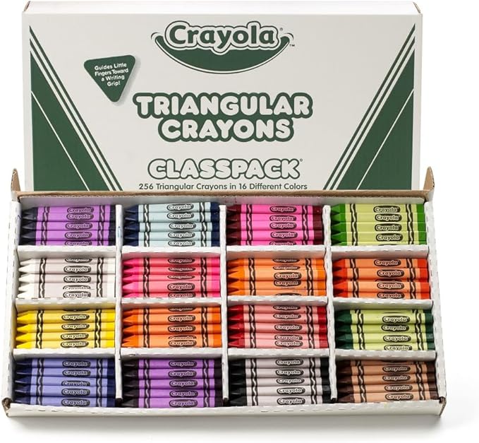 Crayola Triangular Crayon Classpack, Toddler Crayons, 16 Assorted Colors, 256 Count, Bulk