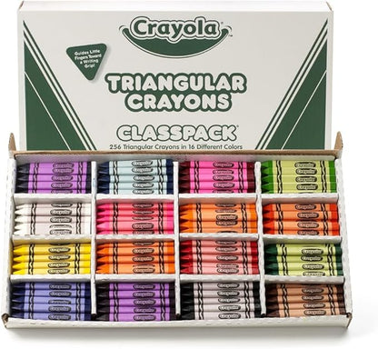 Crayola Triangular Crayon Classpack, Toddler Crayons, 16 Assorted Colors, 256 Count, Bulk