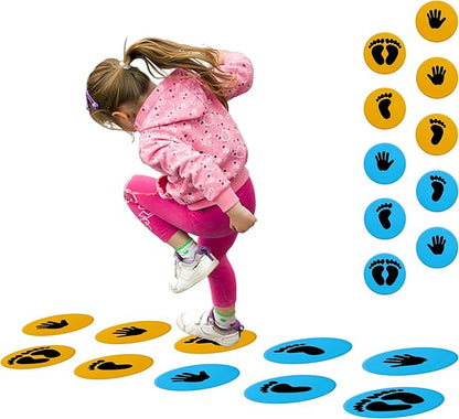 10inch Colorful Carpet Spot Flat Markers Feet Hand Game Stepping Stones Floor is Hot Lava for Classroom Home (Hand-Feet 2)